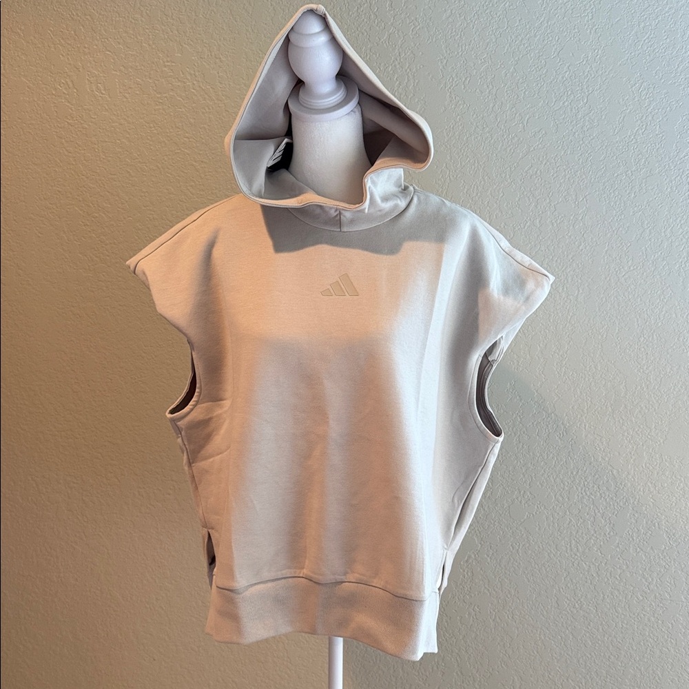 Adidas Light Tan Sleeveless Hoodie